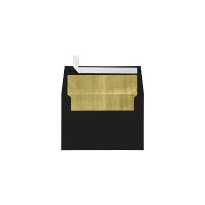 LUX A4 Foil Lined Invitation Envelopes 4 1/4x6 1/4  Black w/Gold Lining FLBK4872-04-50