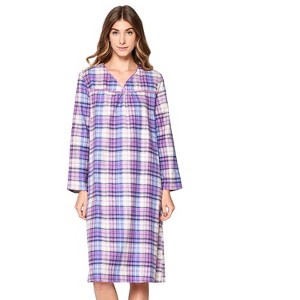 Casual Nights Women's Flannel Plaid Long Sleeve Nightgown - 1 of 4