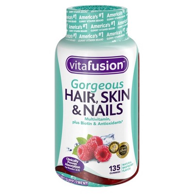 Vitafusion Gorgeous Hair Skin & Nails Supplement Gummies - Raspberry - 135ct