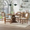 CAVINAS Round Dining Table Set for 4  Retro Functional Extendable Table with a 16-inch Leaf 4 Chairs for Kitchen - 3 of 4