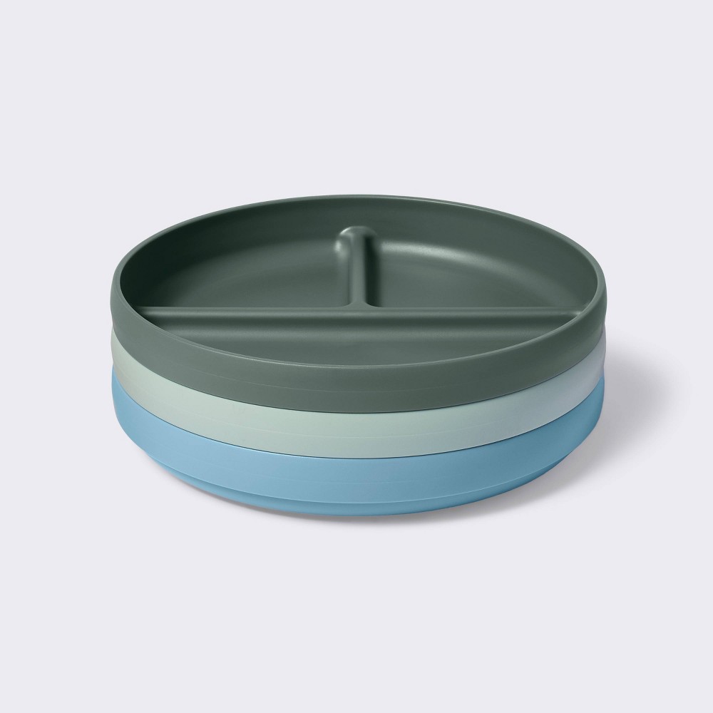 Photos - Other kitchen utensils Divided Plate - 3pk Blue/Green - Cloud Island™