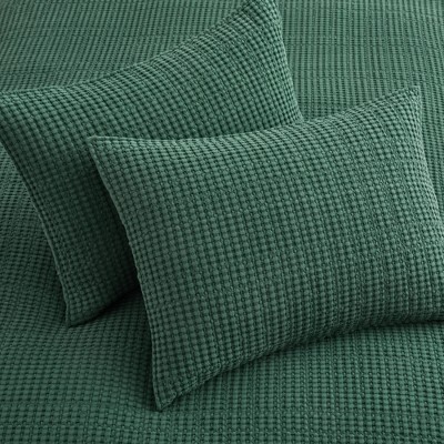 Forest Green Cotton Full Quilt and Sham Set