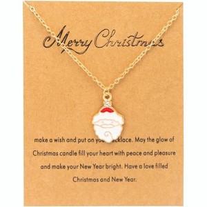 Christmas Theme Necklace Set with Enamel Charms Holiday Party Gift - 1 of 4