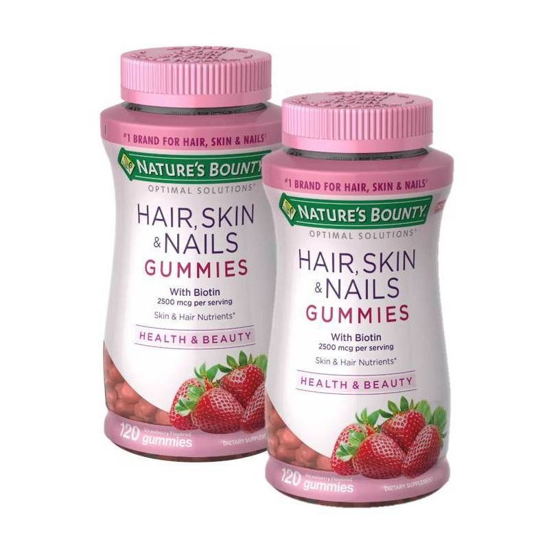 Nature's Bounty Hair, Skin & Nails Gummies with Biotin - Strawberry, 1 of 9