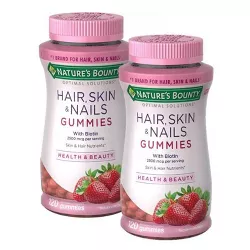 Nature's Bounty Optimal Solutions Hair, Skin & Nails Nutrient Gummies - Strawberry - 2pk/120ct each