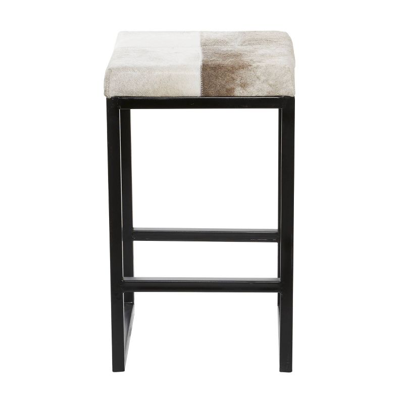 Industrial Cowhide and Metal Counter Height Barstool Gray - Olivia &#38; May, 3 of 22