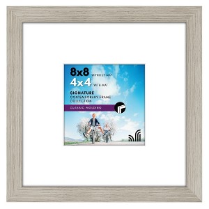 Americanflat 8x8 Picture Frame in Drift Wood - Displays 4x4 With Mat and 8x8 Without Mat - Composite Wood with Shatter Resistant Glass  and Tabletop - 1 of 4
