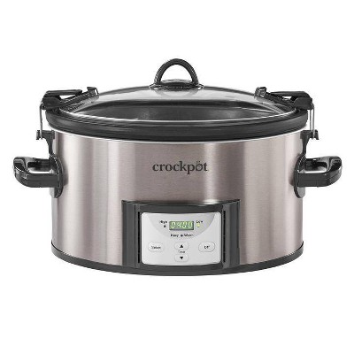 Crock-Pot 7 Quart Portable Programmable Slow Cooker with Timer and Locking  Lid, Stainless Steel