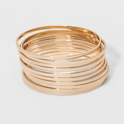 Gold Textured Bangle Bracelets - 10 Pack