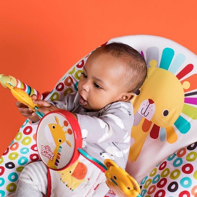Bright Starts Playful Pinwheels Portable Baby Bouncer Seat with Vibrations and Toy Bar