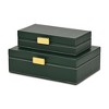 Cheung's Lithos Vintage Rectangular Style Set of 2 Boxes with Stitched Accents & Gold Handles - Green - 4 of 4