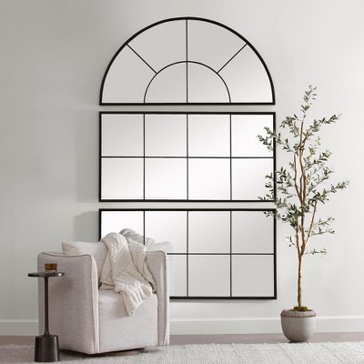 Large Black Iron Rectangular Window Mirror