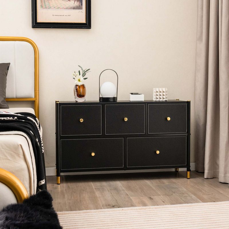 Costway 5/6/8-Drawer Fabric Dresser Tower Wide Chest of Drawers Storage Organizer Bedroom, 2 of 11