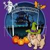 Women's Design By Humans Puppy Dog Witch Hat Halloween Ghost By Fractals Racerback Tank Top - 2 of 3