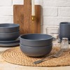 Syemin Dining Bowls 4 Person Stoneware Dinnerware Set Microwave Dishwasher Safe Chip-Resistant Matte Glaze Stackable Storage, Blue, 10"*10"*2.4" - 2 of 4