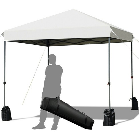 Costway 8x8 Ft Pop Up Canopy Tent Shelter Wheeled Carry Bag 4 Canopy Sand Bag White Target