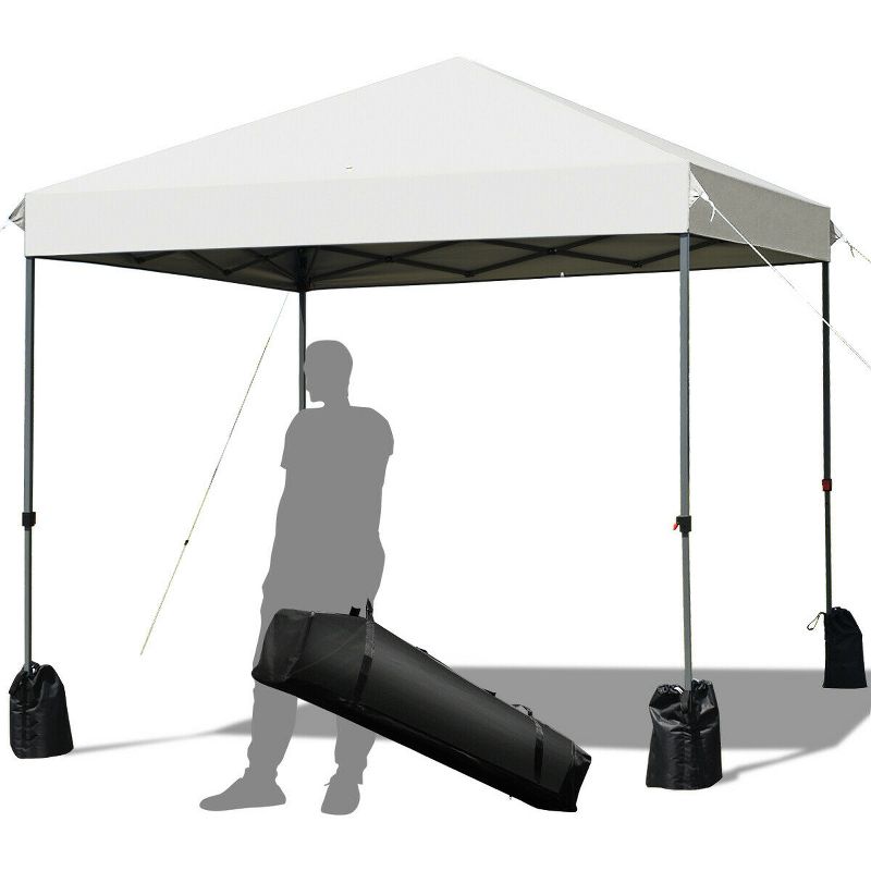 Costway 8x8 FT Pop up Canopy Tent Shelter Wheeled Carry Bag 4 Canopy Sand Bag, 1 of 11