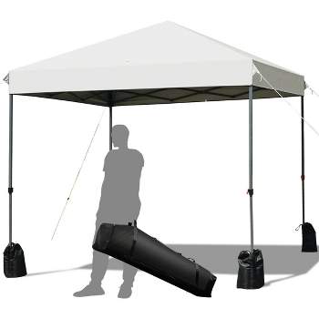 Costway 8x8 FT Pop up Canopy Tent Shelter Wheeled Carry Bag 4 Canopy Sand Bag White