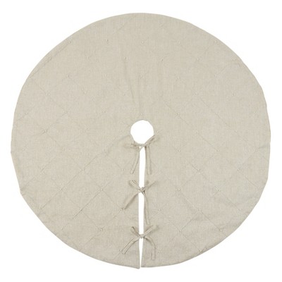 Natural Diamond Stitched Round Christmas Tree Skirt