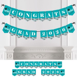 Big Dot of Happiness Teal Graduation Bunting Banner - Party Decorations - Congrats Grad 2026 - 1 of 4