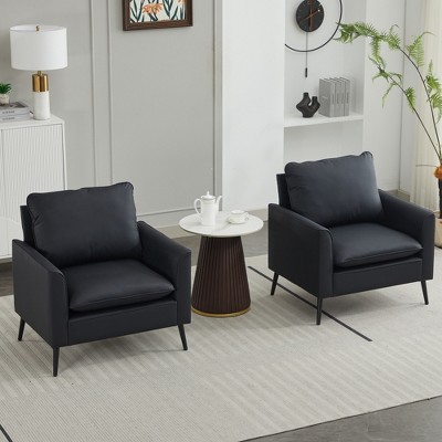 Lycvki 2pcs Leather Upholstered Sofa Chair