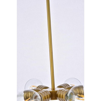 Reyes 6-Light Brass and Iron LED Pendant Lamp
