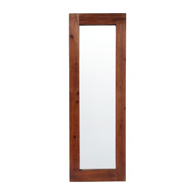 Rustic Dark Brown Full Length Wood Frame Mirror, 66x23