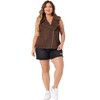Agnes Orinda Women's Plus Size Winter Lapel Zipper Utility Motorcycle Faux Suede Sleeveless Fashion Vests - 3 of 4