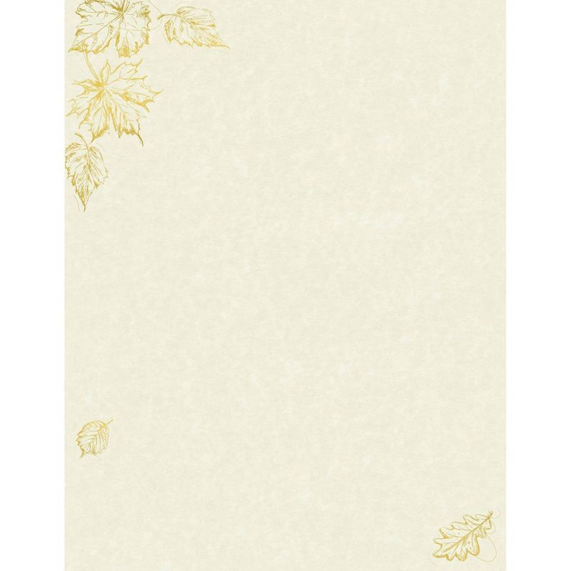 40ct Gold Foil Parchment Leaves Letterhead Cream/Gold, 1 of 4