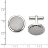 Black Bow Jewelry Men's Titanium Brushed and Polished Round Ridge Edge Cuff Links, 19mm - 2 of 3