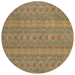 Artichoke Green And Olive Green Floral Medallion Washable Indoor Outdoor Area Rug - 1 of 4