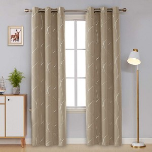 Deconovo Silver Line Blackout Curtain Panel Pair Multi Size 2 Panels - 1 of 4