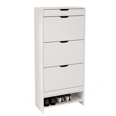NicBex Shoe Cabinet with 3 Flip Drawers and Open Storage Shelf Modern Freestanding Shoe Rack Storage Organizer with Drawers for Entryway,Hallway