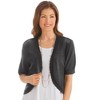Collections Etc Open-Front Stitched Short Sleeve Shrug, Lightweight Layer Piece with Scalloped Trim - 3 of 3
