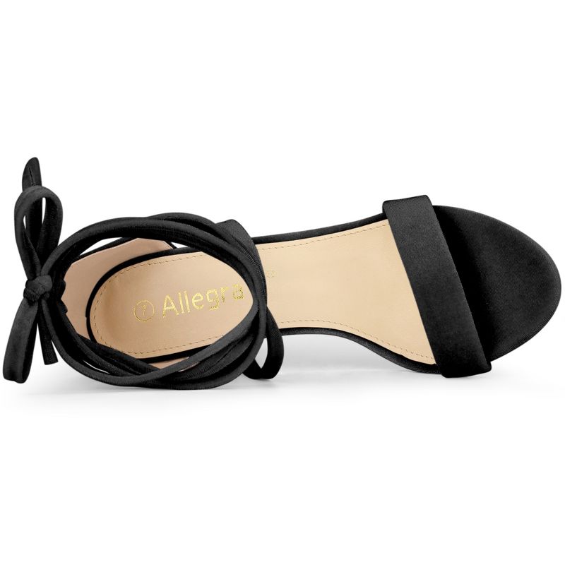 Allegra K Women's Velvet Lace-Up Chunky Heel Sandals, 5 of 7