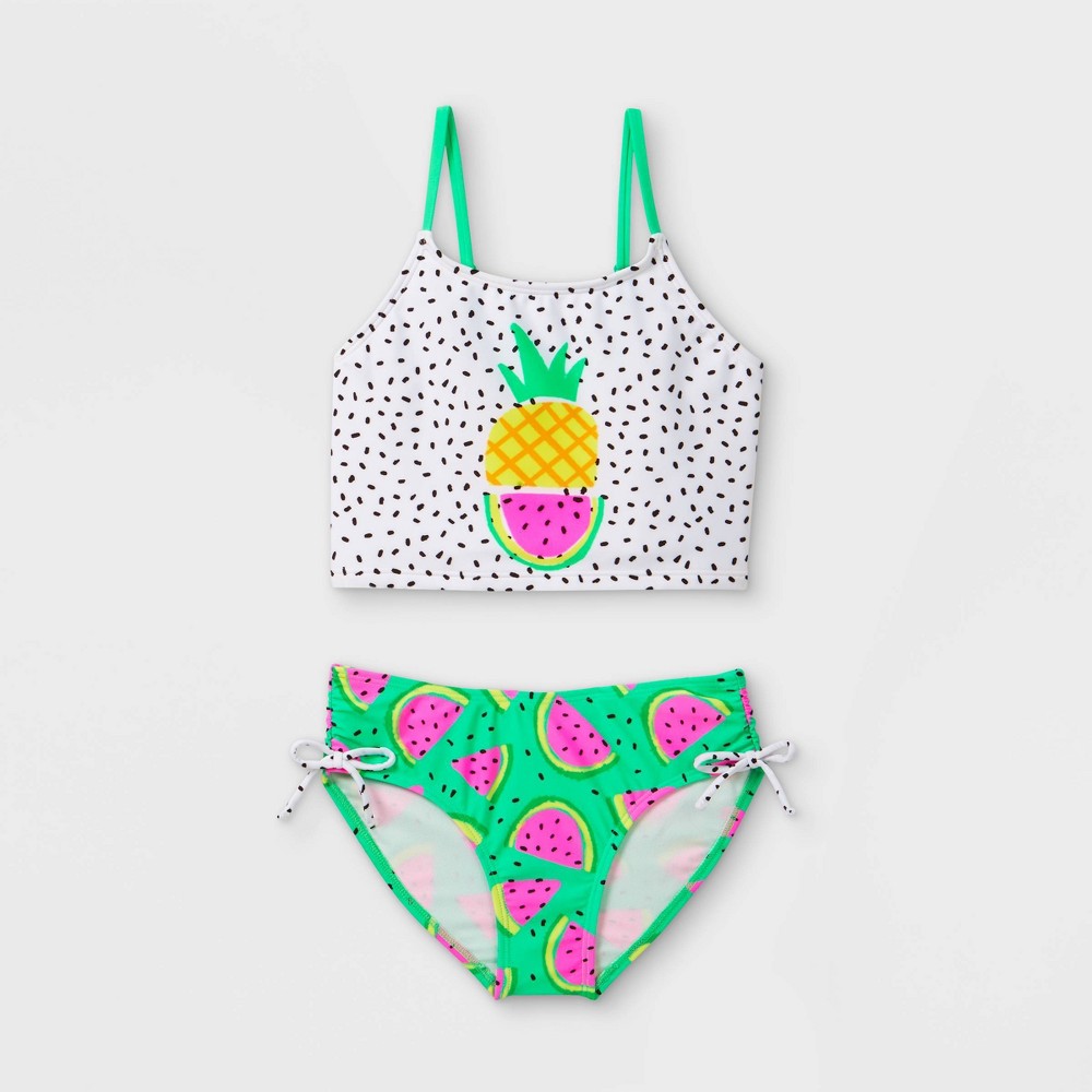 Girls' Pineapple Watermelon Print Midkini Set