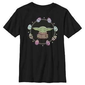 Boy's Star Wars The Mandalorian Grogu Easter Egging Around T-Shirt - 1 of 4