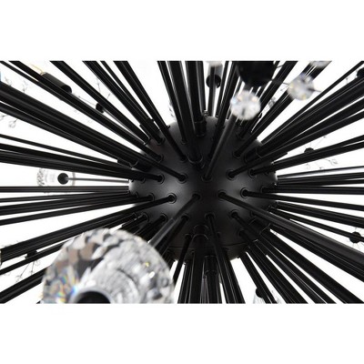 Vera Black Metal and Glass 24-Light Crystal Starburst Pendant