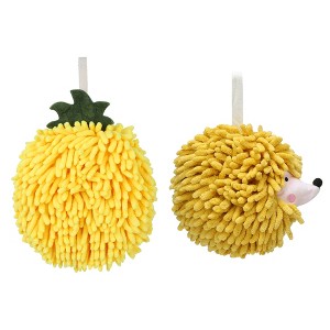REGALWOVEN 2 Pcs Comfortable Soft Absorbent Chenille Ball Fuzzy Hand Towel for Home Decor - 1 of 4