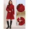 INSPIRE CHIC Women's Winter Stand Collar Button Down Mid Long Outerwear Pea Coat with Belt - 2 of 4