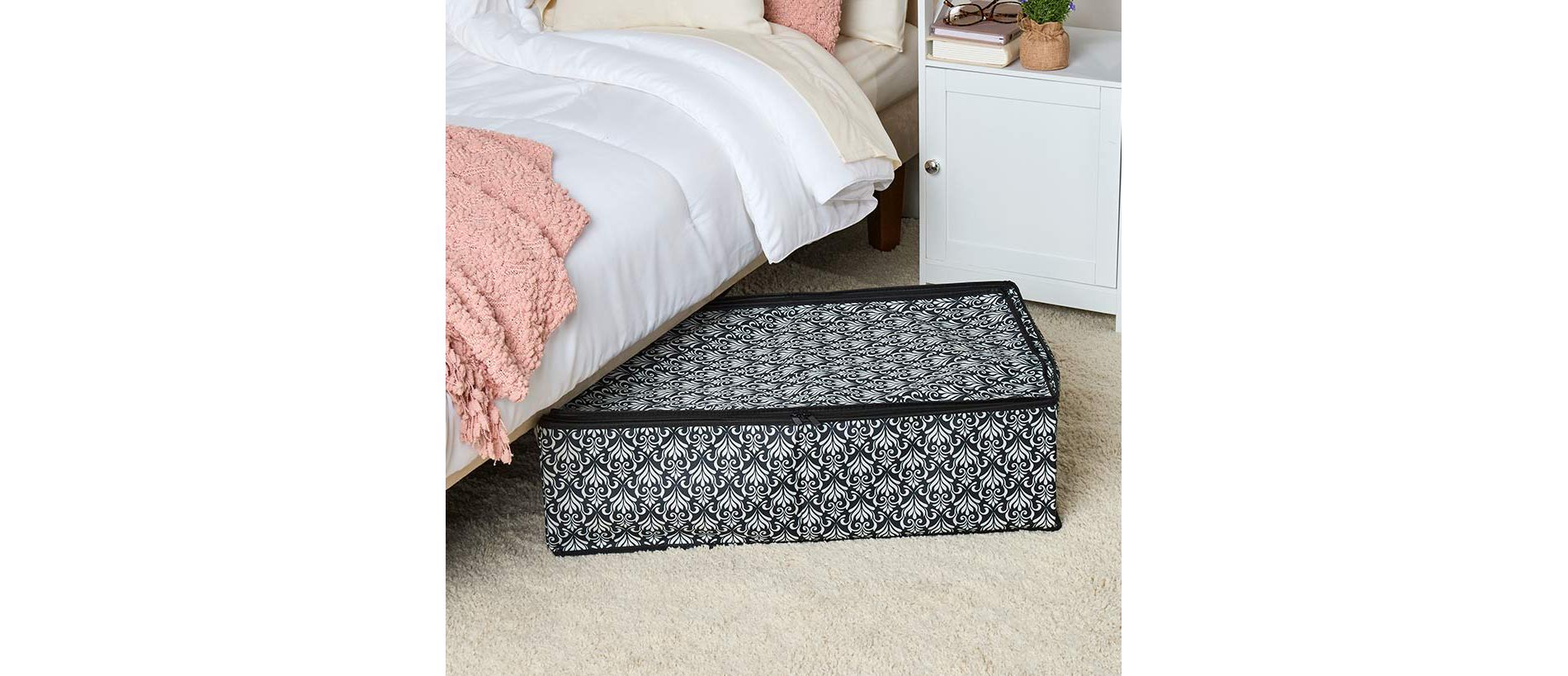 The Lakeside Collection Damask Bedroom or Closet Storage Bin Organizer - Window Storage Bin