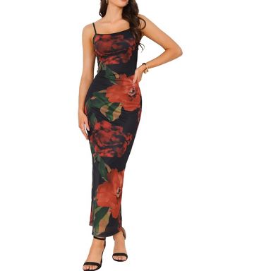 floral print cami bodycon dress INSPIRE CHIC Women's Mesh Sleeveless Square Neck Spaghetti Strap Maxi Dresses X-Small Black : Target bringing shape garden-party Heavenly Kissed Draped Satin Color:NUDE GOLD