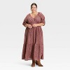 Women's Puff Elbow Sleeve Printed Maxi A-Line Dress - Universal Thread™ Mauve - 3 of 3