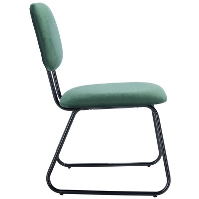 Malachite Green Velvet Parsons Side Chair Set with Matte Black Frame