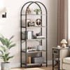 Arched Bookshelf 5 Tier Tall Bookcase Modern Standing Bookshelves Metal Storage Rack Shelf Wood Book Shelf for Bedroom, Living Room, Home Office - 2 of 4