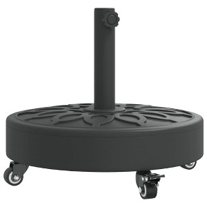 vidaXL Parasol Base with Wheels - 59.5 lb Round, Black, Ø1.5/1.9" Poles, Easy Installation, Stable with Concrete, Lockable Castors - 1 of 4