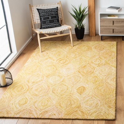 Gold Hand-Tufted Wool Rectangular Area Rug, 5' x 8'