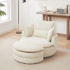 KWPZQEB Oversized Swivel Chair with Moon Storage Ottoman, Barrel Big Round Chair, Modern Accent Round Loveseat Circle Swivel Barrel Chairs for Bedroom - 3 of 4