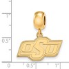 Black Bow Jewelry 14k Yellow Gold Plated Sterling Silver Oklahoma State Cowboys NCAA Bead Charm - 2 of 3
