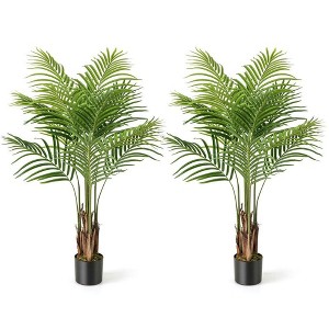 Resenkos Set of 2 Artificial Palm Paradise Plants, 4.2-Foot Tall in Included Decorative Pots, Green - 1 of 4